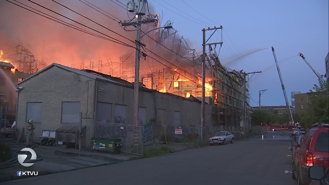 Construction site catches fire 2nd time in two years along Oakland-Emeryville border