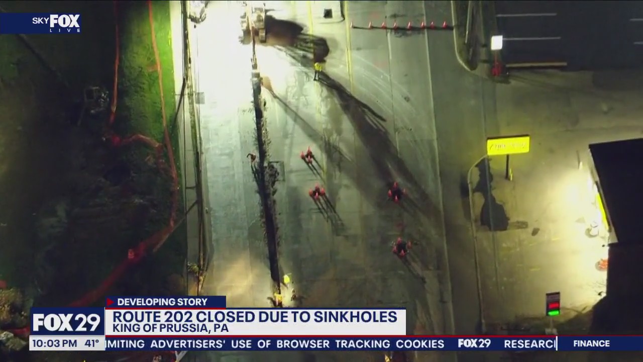 New 202 sinkhole closes southbound lanes near KOP
