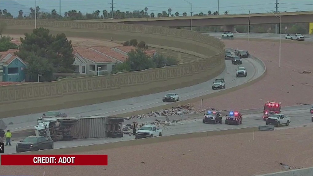 Dump truck crash blocks I-10 lanes: ADOT