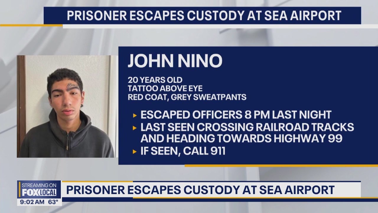 Prisoner escapes custody at Seattle airport