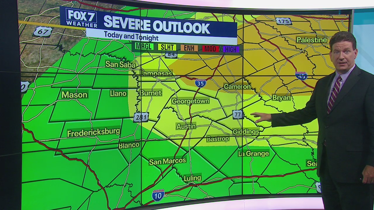 Slight risk of severe storms, main threats will be damaging winds, lightning
