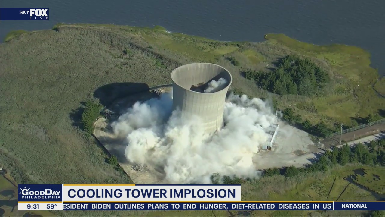 Cooling tower at former Cape May County power plant imploded