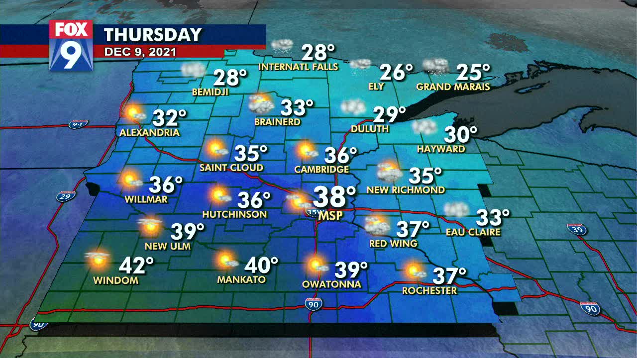 Thursday's forecast: Sun this afternoon with temps in the upper 30s