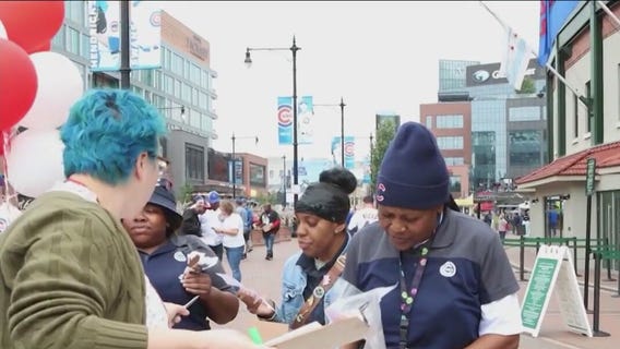 Wrigley workers holding strike training