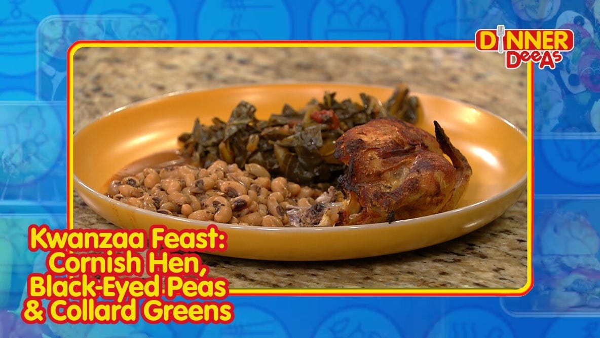 Kwanzaa Feast: Herb Roasted Cornish Hen, Southern Black-Eyed Peas & Vegan Collard Greens | Dinner DeeAs