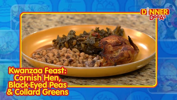 Kwanzaa Feast: Herb Roasted Cornish Hen, Southern Black-Eyed Peas & Vegan Collard Greens | Dinner DeeAs