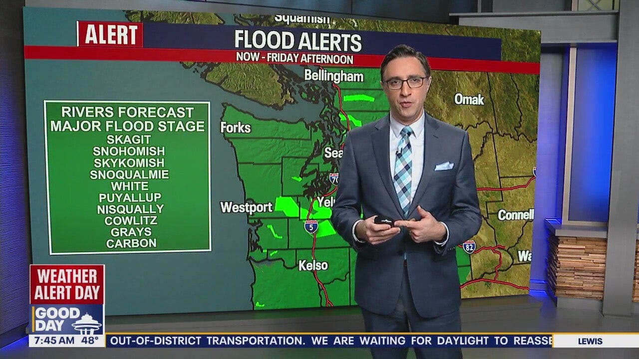 10 WA rivers expected to reach major flood stage