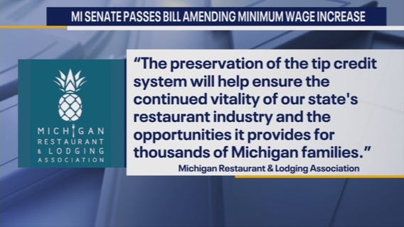 Michigan Senate passes tipped wages bill