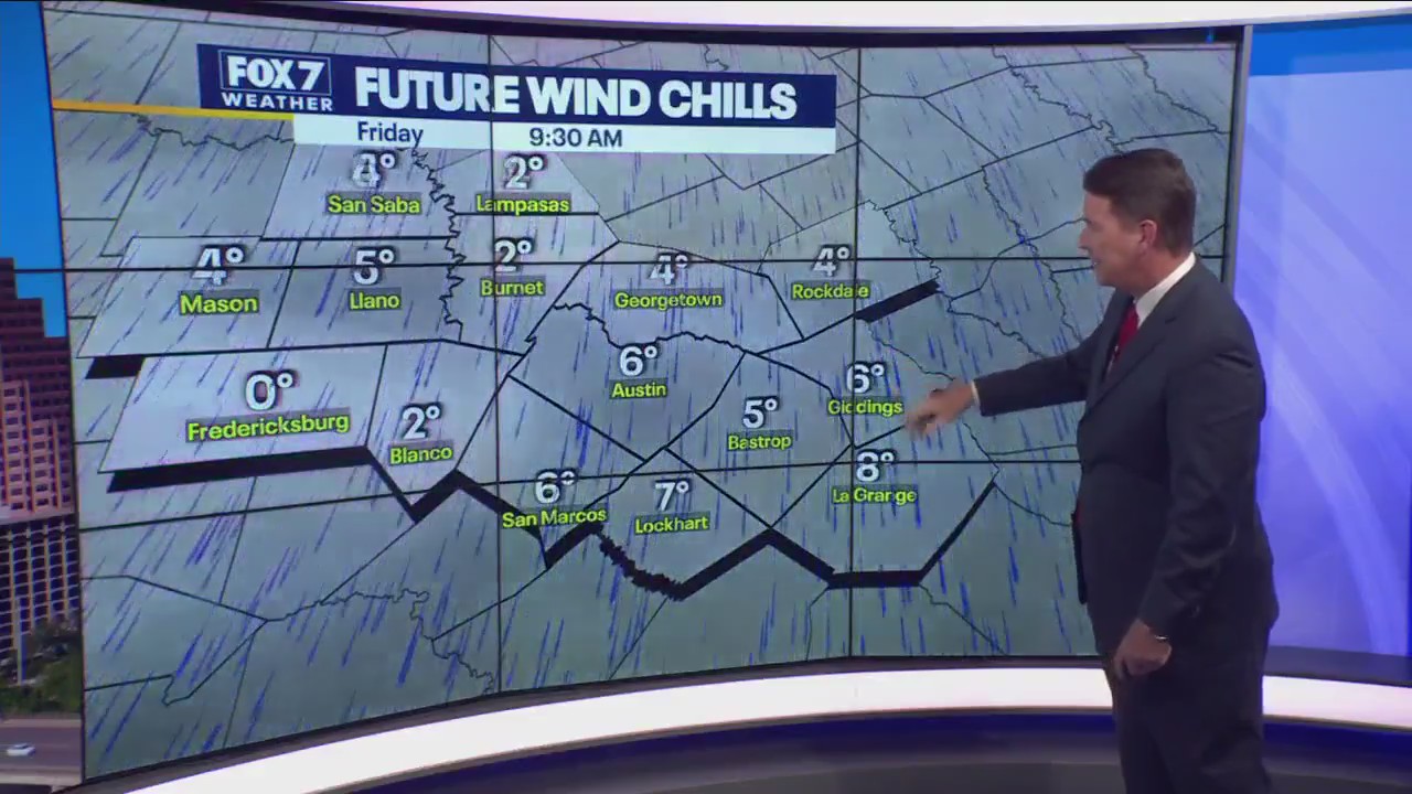 Most of Central Texas under Wind Chill Warning Thursday and Friday