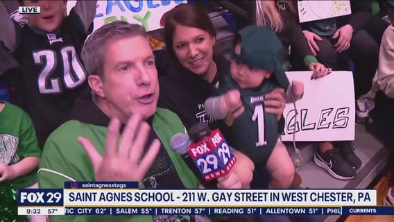 Saint Agnes School hosts Eagles pep rally ahead of Super Bowl Sunday