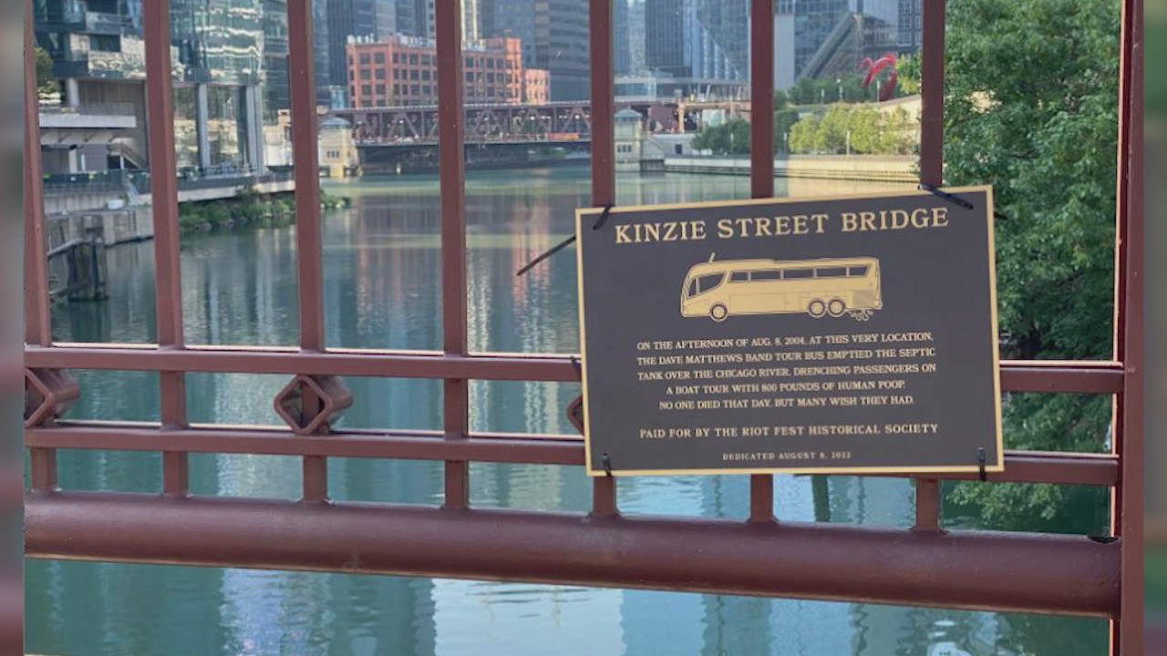 Plaque dedicated to Dave Matthews Band tour bus feces incident