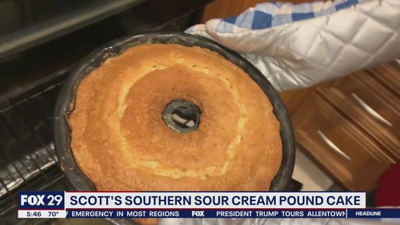 Scott Williams shows off sour cream pound cake recipe