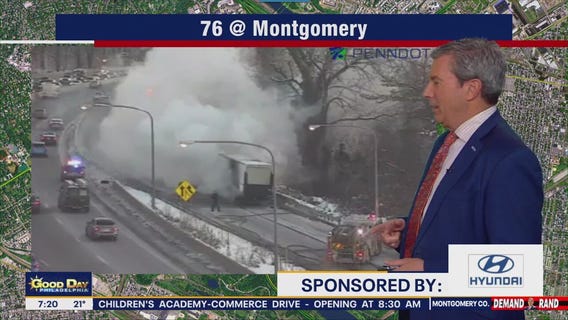Crews battling large truck fire on Schuylkill Expressway Westbound at Montgomery