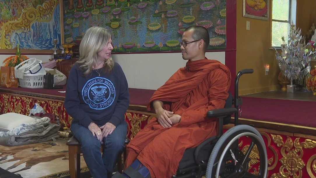 "Wheelchairs for Warriors" gifts wheelchair to injured monk