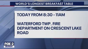 The Longest Breakfast Table, today from 8:30am to 11:00am at Waterford Regional Fire Station #1
