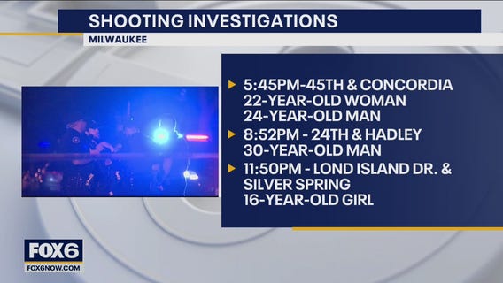 4 people shot in 3 separate incidents in Milwaukee
