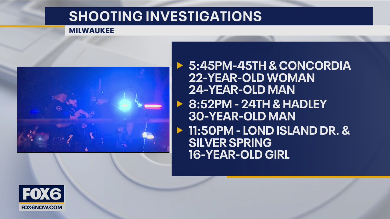 4 people shot in 3 separate incidents in Milwaukee