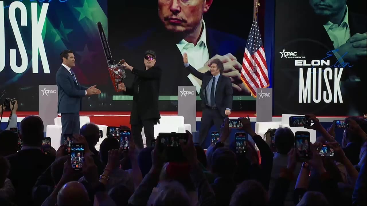 Elon Musk pulls out chainsaw at CPAC