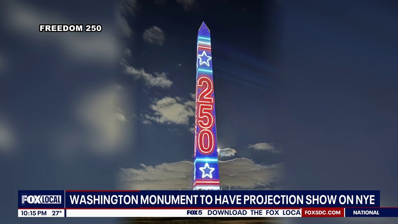 Washington Monument to be lit up on New Year's Eve with America 250 projections