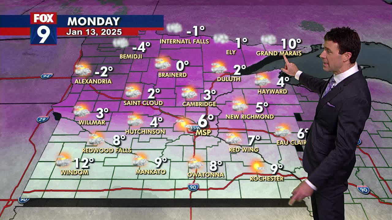 MN weather: Frigid but brighter on Monday | FOX 9 Minneapolis-St. Paul