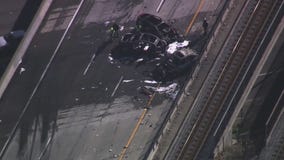 Fiery crash on Highway 87