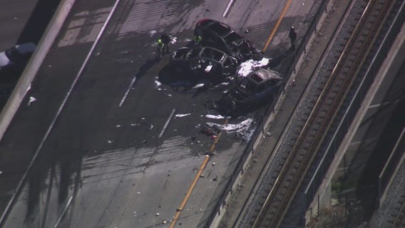 Fiery crash on Highway 87