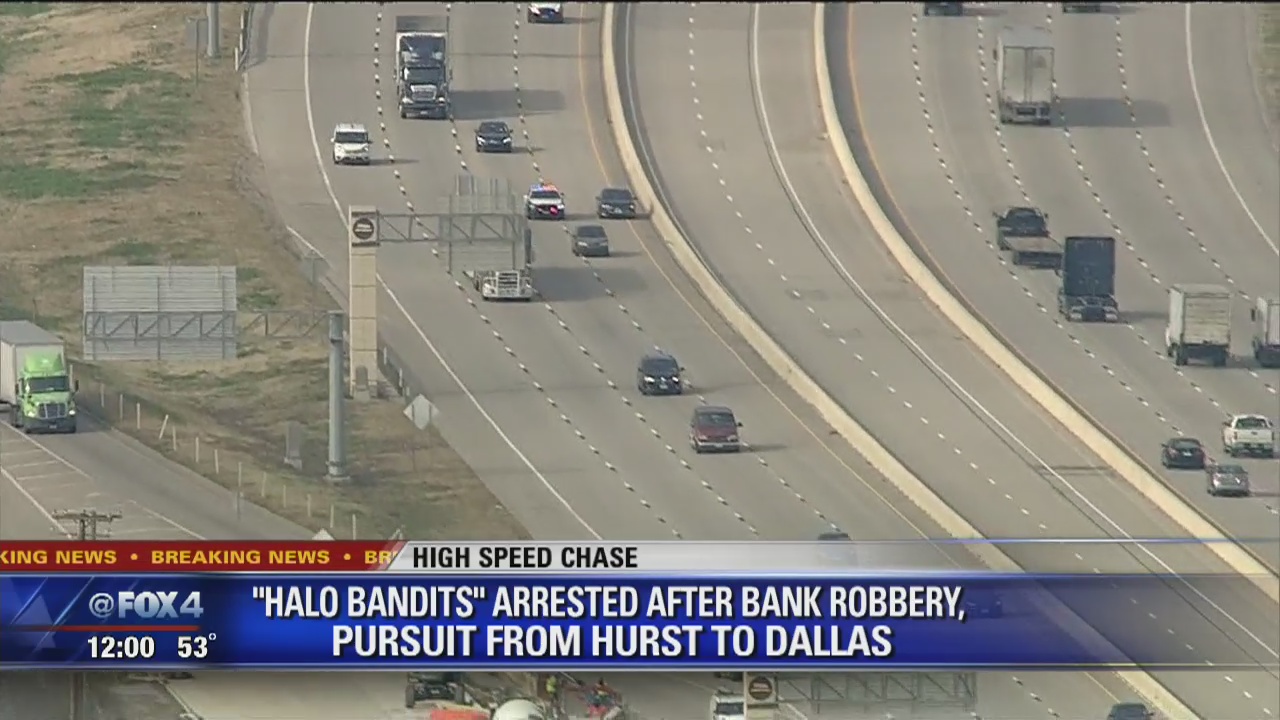 Police chase 'Halo Bandits' after bank robbery