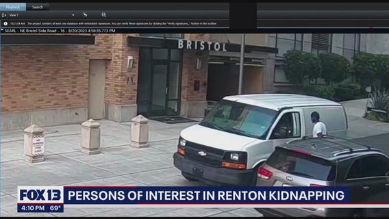 Police release surveillance video showing 2 persons of interest after Renton man was kidnapped