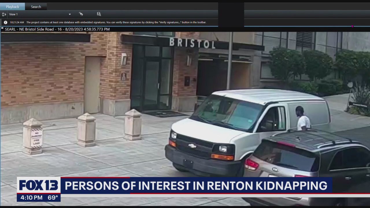 Police release surveillance video showing 2 persons of interest after Renton man was kidnapped