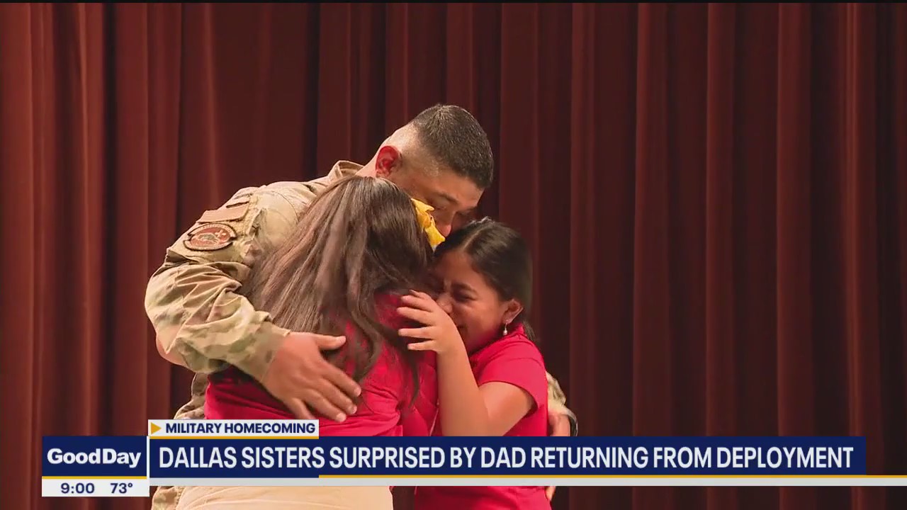 Military dad surprises daughters at Dallas school
