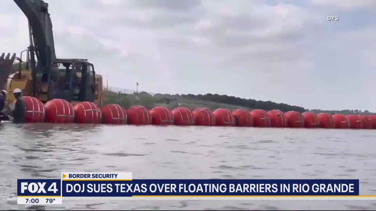 DOJ sues Texas over floating barriers in Rio Grande