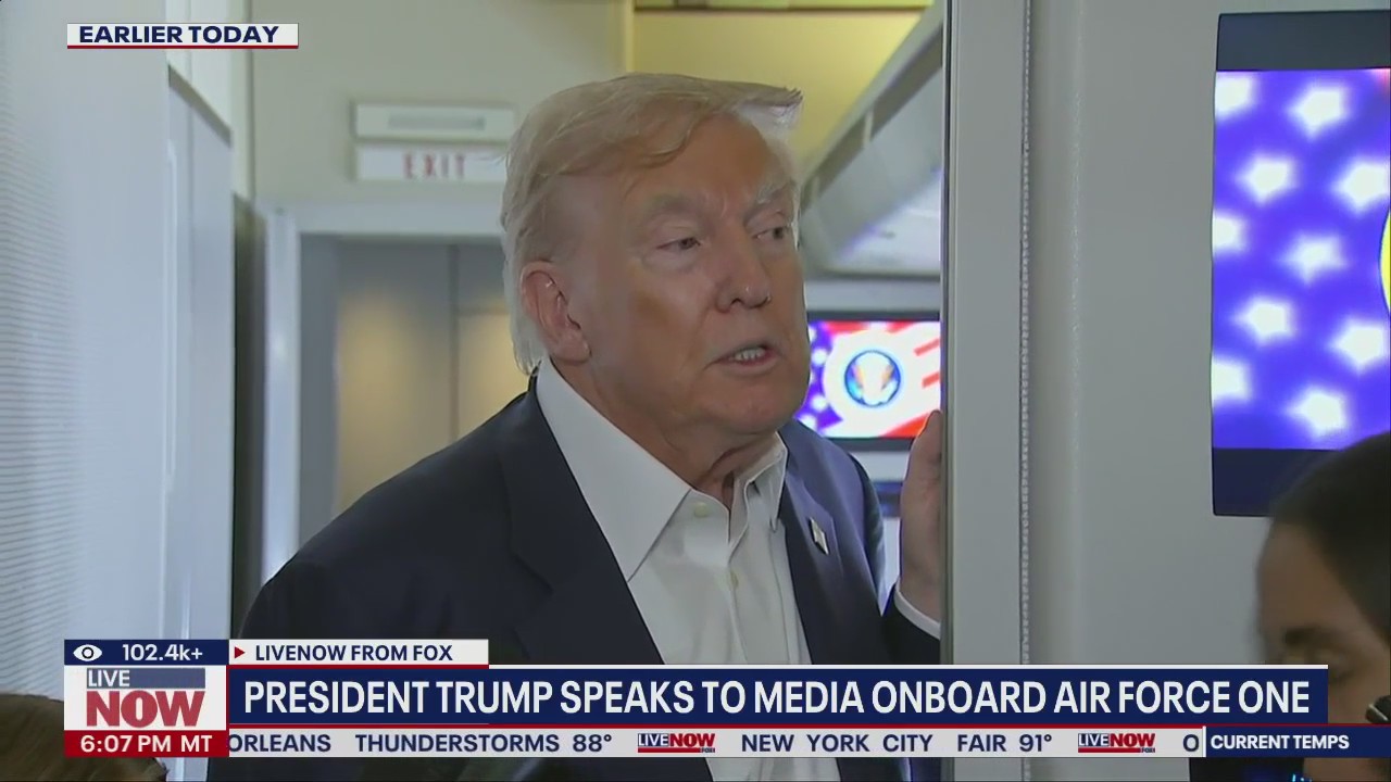 Trump speaks on AF1 during flight from Scotland