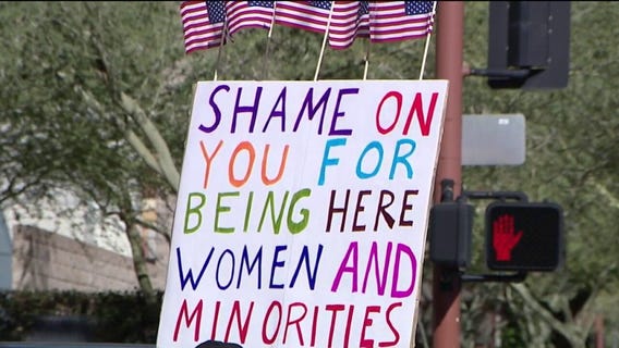 Protests at AmericaFest in downtown Phoenix