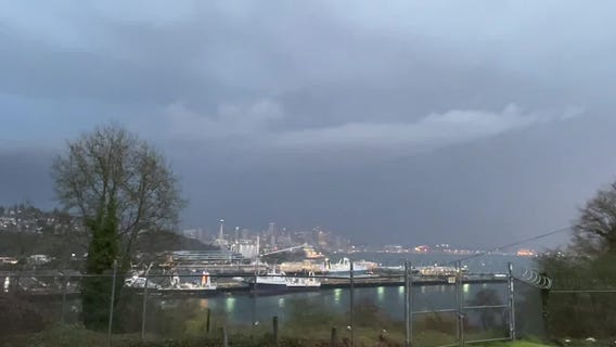 Video shows lightning storm over Seattle skyline