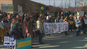 Hundreds join 'Stand in Solidarity with Ukraine' rally