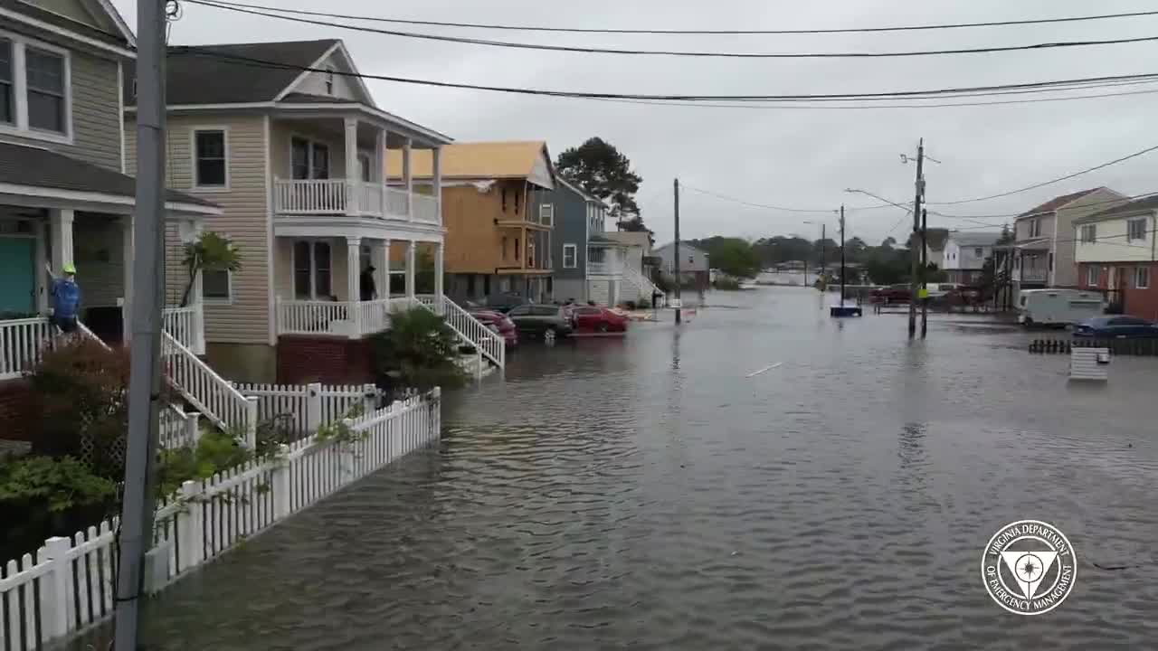Drone footage of flooding in Norfolk, VA