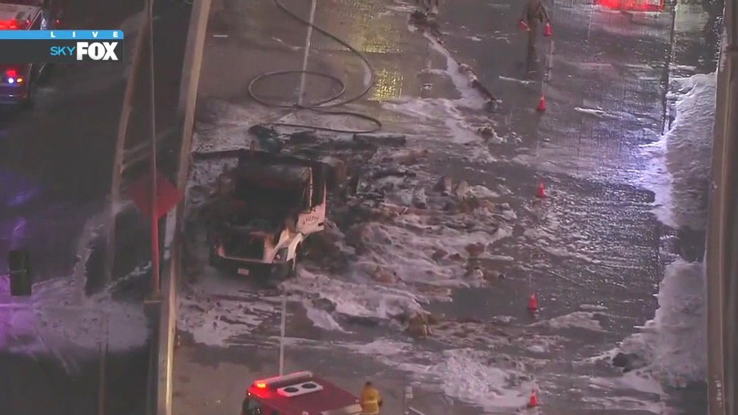 Truck fire shuts down parts of 101, 405 freeways