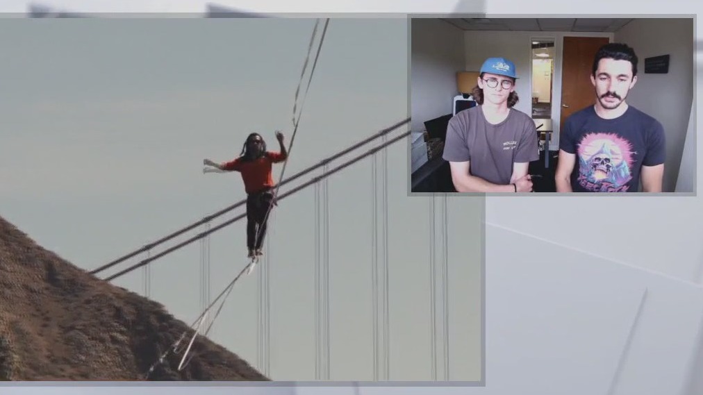 Stunning scene: Walking high over the water near Golden Gate Bridge