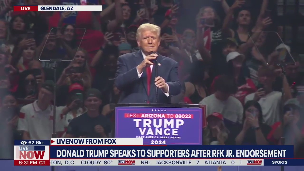 RFK Jr. joins Trump on stage after endorsement | LiveNOW from FOX