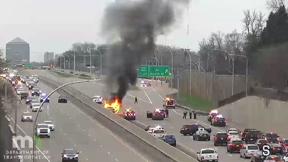 Police chase, car fire, arrest on Highway 100 after shots fired in Brooklyn Park