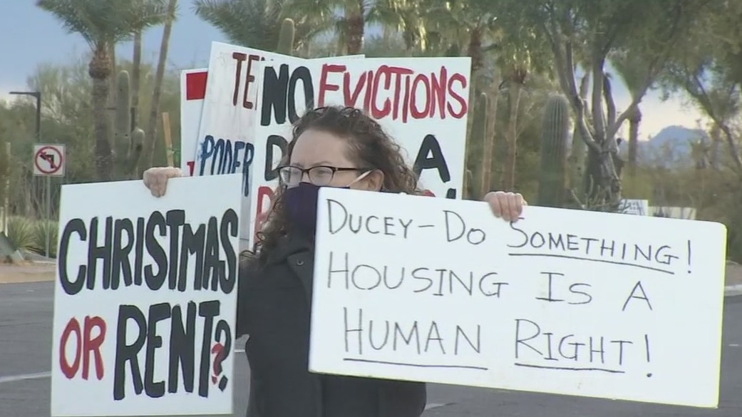 Activists protest outside Gov. Ducey's home, calling for end to housing insecurity