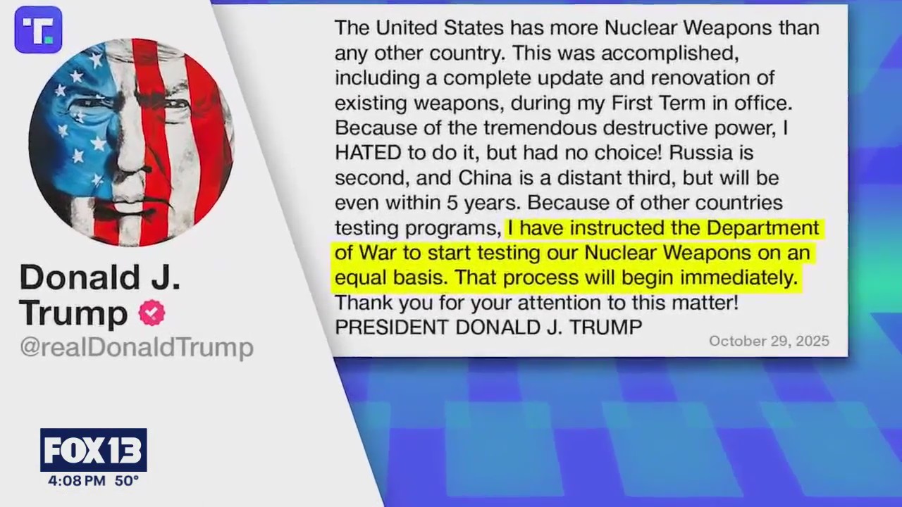 Trump orders restart of US Nuclear testing