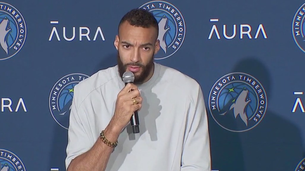 Rudy Gobert reacts after winning DPOY