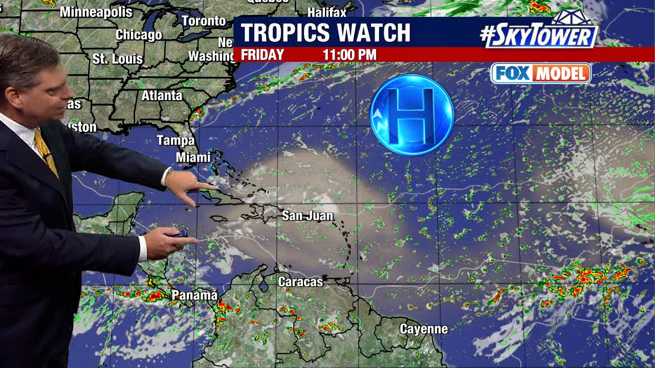 Saharan dust working its way across Atlantic