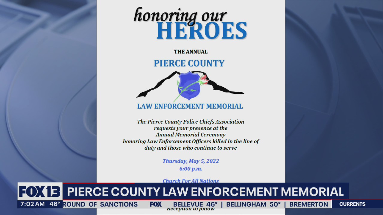 Pierce County law enforcement memorial happening Thursday
