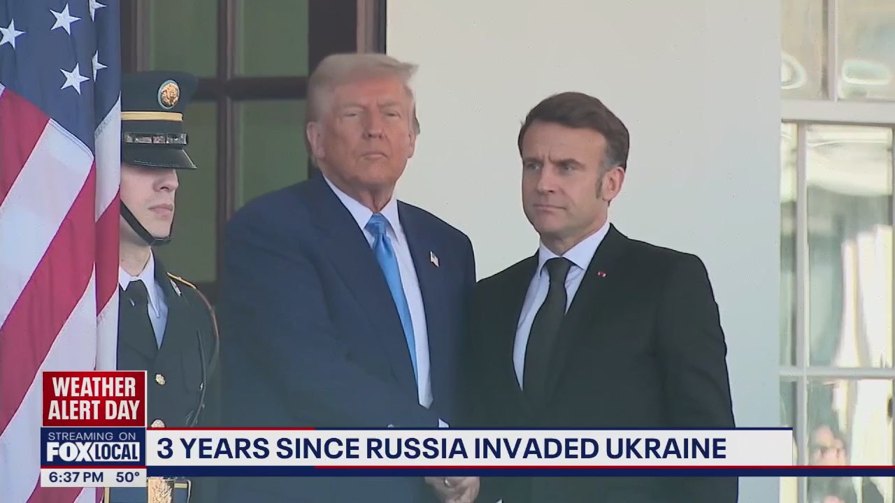 Trump, Macron meet on third anniversary of Russia-Ukraine war