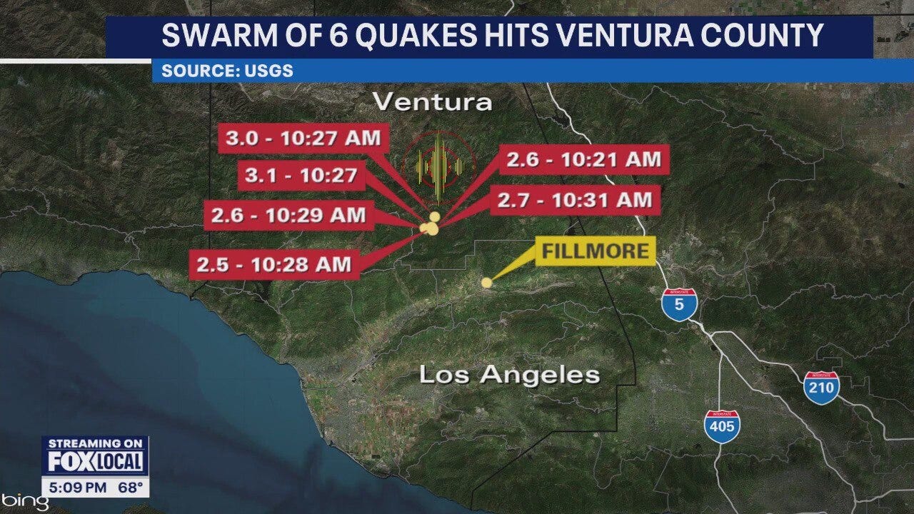 6 earthquakes detected in Ventura County