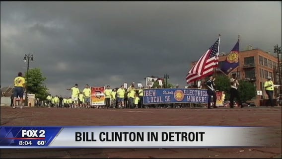 Bill Clinton joins union members for Labor Day parade in Detroit