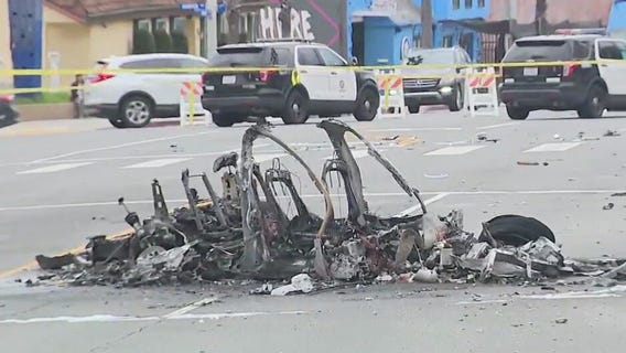 LAPD searching for suspect in fiery Sunset Strip crash