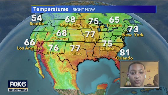 9-year-old Elias helps with the weather